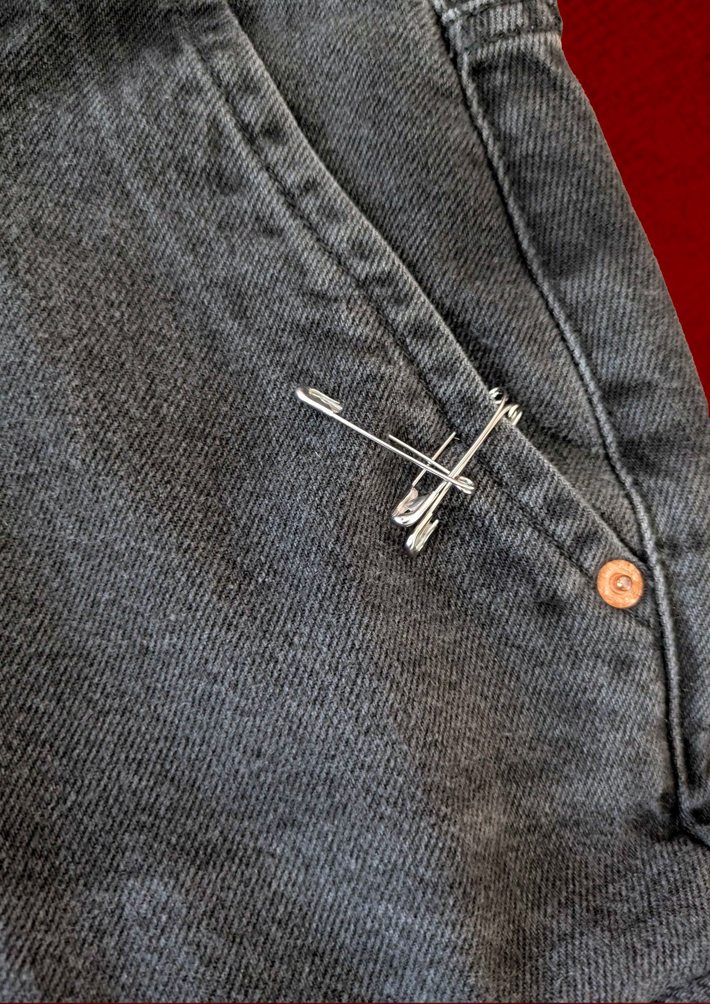 Upcycled Pleated Denim Skirt 28" Waist